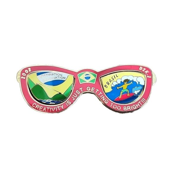 Vintage 2002 Brazil Destination Imagination Sunglasses DI Trading Pin - Picture 1 of 10